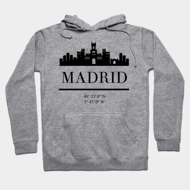 MADRID SPAIN BLACK SILHOUETTE SKYLINE ART Hoodie by deificusArt